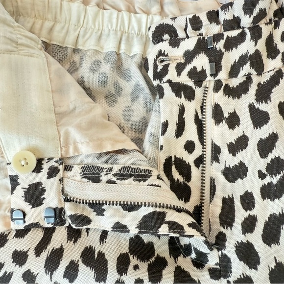 J. Crew Linen Blend Animal Print Cropped Pants Size 2 - Picture 6 of 9